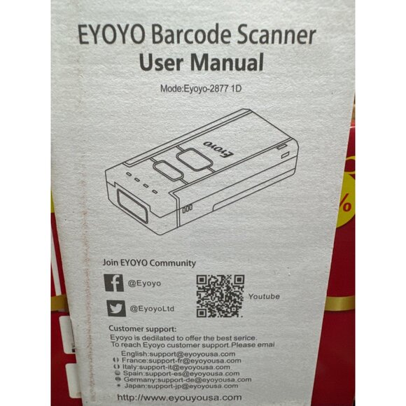 Eyoyo Wireless Barcode Scanner 1D Eyoyo-2877 Rechargeable USB For iOS/Android - Picture 2 of 4